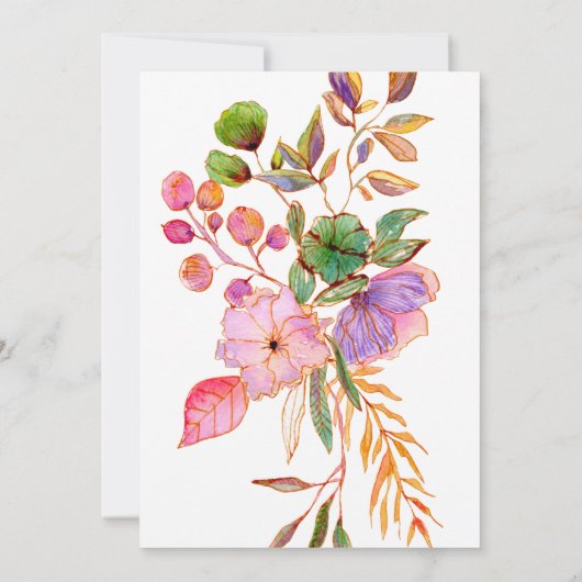 ミニマル カラフル ウォーターカラー フラワーズ ウェディング セーブザデート (裏面)