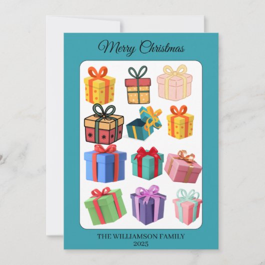 ミニマル カラフル ギフト ホリデー カード (正面)
