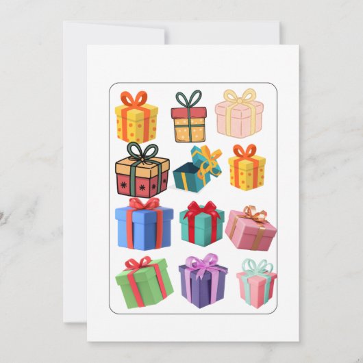 ミニマル カラフル ギフト ホリデー カード (正面)