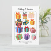 ミニマル カラフル ギフト ホリデー カード (スタンド正面)