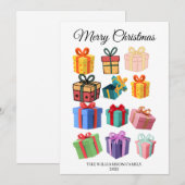 ミニマル カラフル ギフト ホリデー カード (正面/裏面)