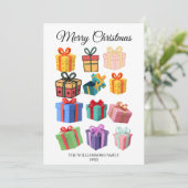 ミニマル カラフル ギフト ホリデー カード (スタンド正面)