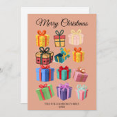 ミニマル カラフル ギフト ホリデー カード (正面/裏面)