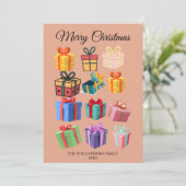 ミニマル カラフル ギフト ホリデー カード (スタンド正面)