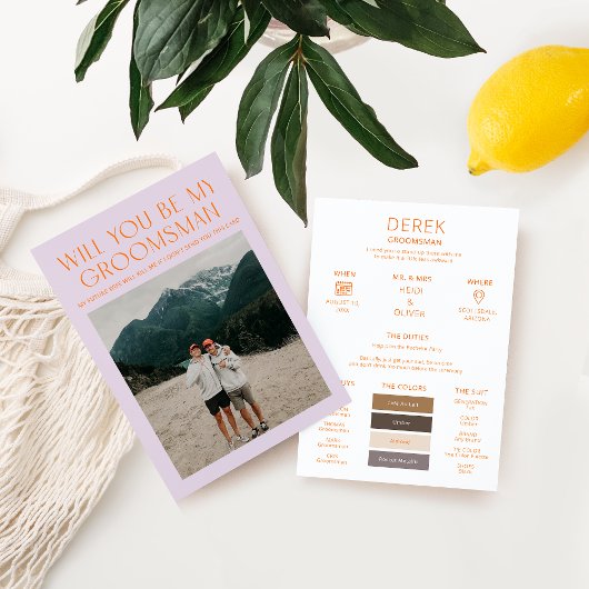 ミニマル カラー パレット フォト グルームズマン 情報カード 招待状