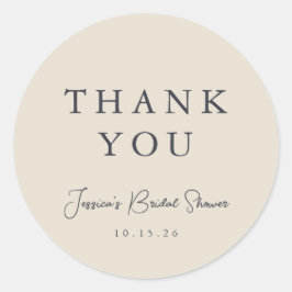 ミニマル カリグラフィー アイボリー ブライダル シャワー サンクス ラウンドシール