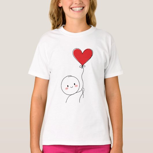 ミニマル キュート ラブ ドゥードル Tシャツ (正面)