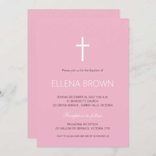 ミニマル《キリスト教》洗礼式や命名式招待状 セーブザデート (正面/裏面)