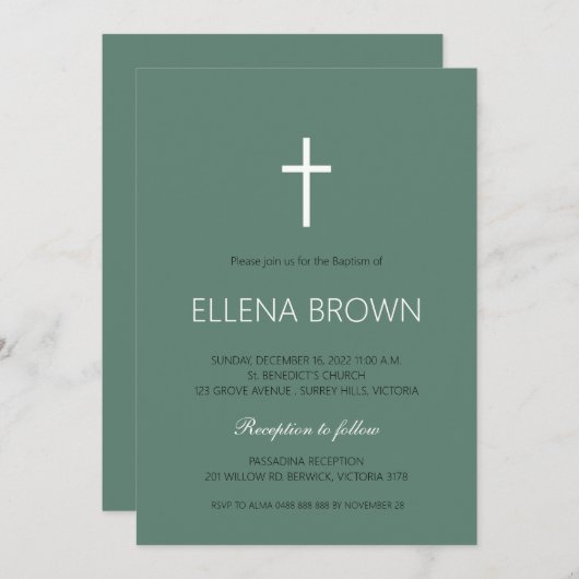 ミニマル《キリスト教》洗礼式や命名式招待状 セーブザデート (正面/裏面)