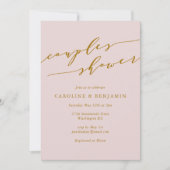 ミニマル クラシック エレガント ピンク カップルシャワー 招待状 (正面)