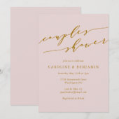 ミニマル クラシック エレガント ピンク カップルシャワー 招待状 (正面/裏面)