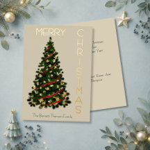 ミニマル クリスマスツリー メリークリスマス クリーム&ゴールド