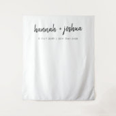 ミニマル クリーン シンプル ウェディングデイ フォトバックドロップ タペストリー (正面)