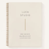 ミニマル クリーン シンプル モダン QR コード ゴールドとクリーム ノートブック (正面)