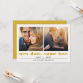 ミニマル グラフィック | 2 枚の写真 ウェディング延期のお知らせ カード (正面/裏面インサイチュ)