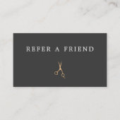 ミニマル グレイ フェイク ゴールド シザーズ ヘア スタイリスト 名刺 (正面)