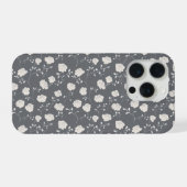 ミニマル グレージュ バラ 白 フラワー柄 iPhoneケース (裏面横)
