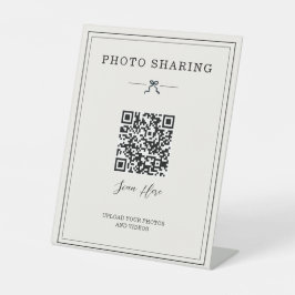 ミニマル コケット リボン 結婚式 写真共有 QR アップロード 台座サイン
