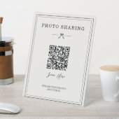 ミニマル コケット リボン 結婚式 写真共有 QR アップロード 台座サイン (インサイチュ)