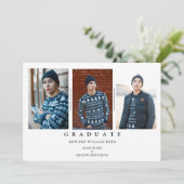 ミニマル コラージュ 3 枚の写真 卒業 卒業式 招待状 (スタンド正面)