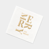ミニマル ゴールドフォイル “Merry and Bright” クリスマス 箔ナプキン (左)