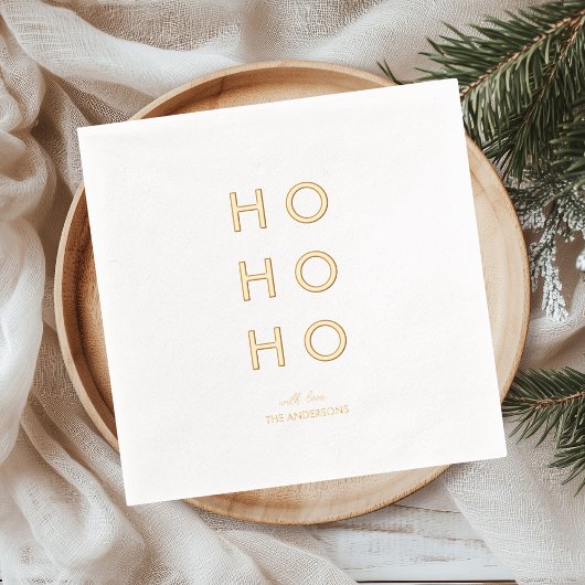ミニマル ゴールド箔「HO HO HO」クリスマス 箔ナプキン