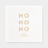 ミニマル ゴールド箔「HO HO HO」クリスマス 箔ナプキン (正面)
