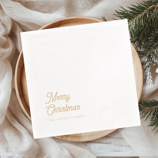 ミニマル ゴールド箔“Merry Christmas” 箔ナプキン