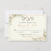 ミニマル ゴールド ウェディング RSVP カード - エレガントな返信 (正面)
