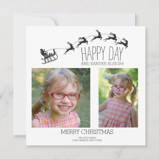 ミニマル サンタのそり 2枚の写真 メリークリスマス (正面)