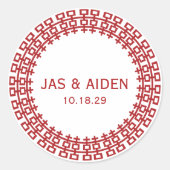 ミニマル・サークル二重中国の幸福結婚ズ ラウンドシール (正面)