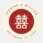 ミニマル・サークル二重中国の幸福結婚ズ ラウンドシール (正面)