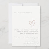 ミニマル シック シンプル ブラッシュ ピンク ハート ウェディング サンキューカード (正面)