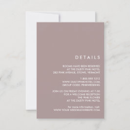 ミニマル シック ダスティ プラム |  結婚式のゲスト詳細 招待状