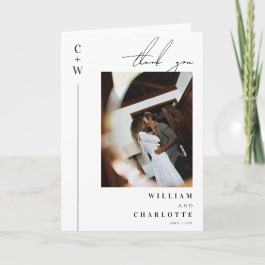 ミニマル&シック・モノグラム結婚ズ サンキューカード (正面)