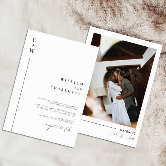 ミニマル&シック・モノグラム結婚ズ 招待状