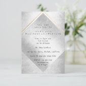 ミニマル シルバー グレー ゴールド フレーム 誕生日パーティー 招待状 (スタンド正面)