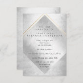 ミニマル シルバー グレー ゴールド フレーム 誕生日パーティー 招待状 (正面/裏面)