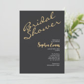ミニマル&シンプル金ゴールドとブラックブライダルシャワー 招待状 (スタンド正面)