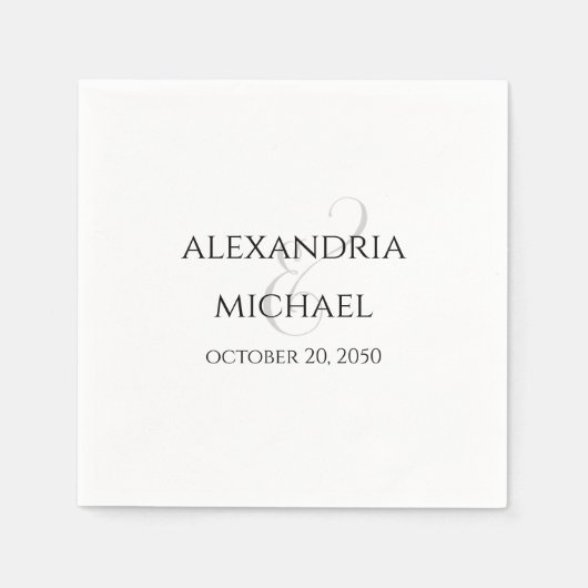 ミニマル シンプル ウェディング カリグラフィー テンプレート スタンダードカクテルナプキン (正面)