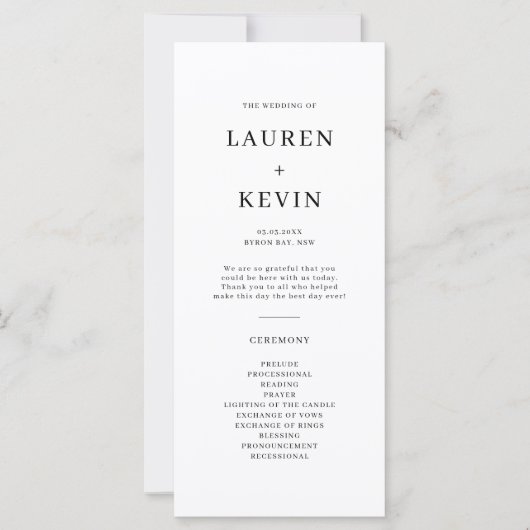 ミニマル シンプル ウェディング セレモニー プログラム (正面)