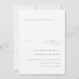 ミニマル シンプル ウェディング リング | ブラッシュ ピンク セーブザデート