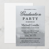 ミニマル シンプル エレガント フォレスト ミスティー グラデュエーション 招待状 (正面/裏面)