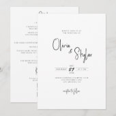 ミニマル シンプル エレガント モダン スクリプト ウェディング 招待状 (正面/裏面)