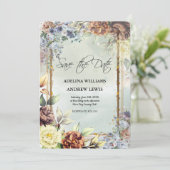 ミニマル シンプル シルバー フラワー ローズ ゴールド フレーム 招待状 (スタンド正面)