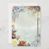 ミニマル シンプル シルバー フラワー ローズ ゴールド フレーム 招待状 (裏面)