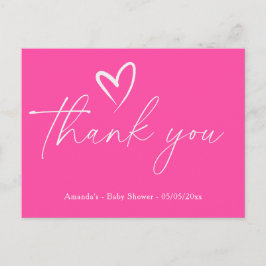 ミニマル シンプル ピンク ベビーシャワー お礼 ポストカード