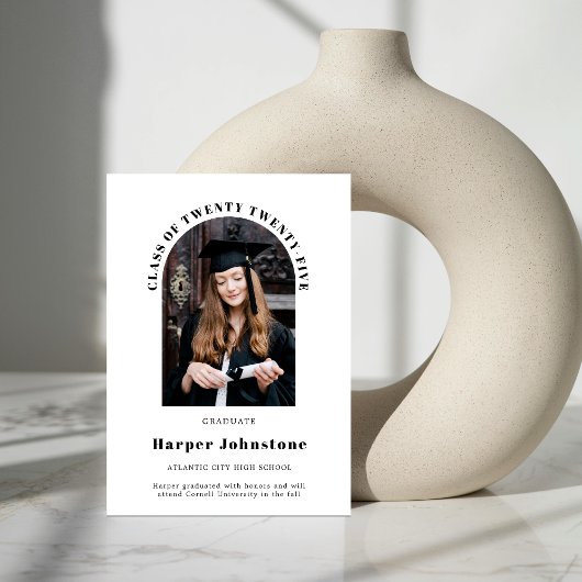 ミニマル シンプル フォト 卒業発表 招待状