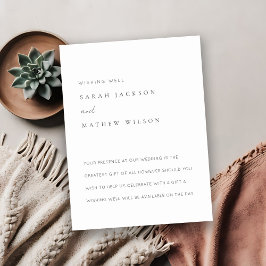 ミニマル シンプル ブラック＆ホワイト ウェディング ウィッシング ウェル エンクロージャーカード