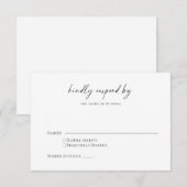 ミニマル シンプル ブラック ホワイト モダン スクリプト RSVP (正面/裏面)